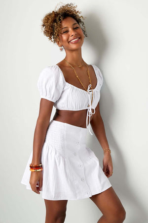 Fusta Mini din Bumbac - Alba, Albastra, Rosie-1