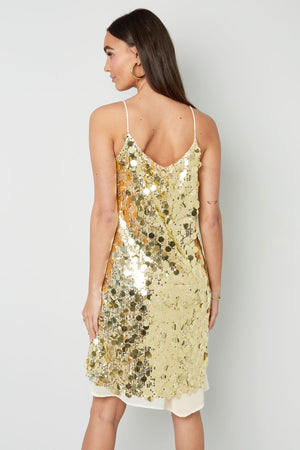 Rochie Glamour Spaghetti Strips - Roz, Gold-3
