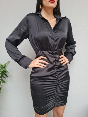 Rochie Satinata Neagra-1