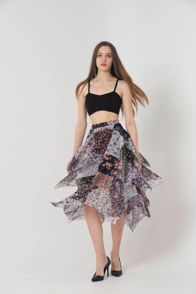 Fusta Dama Midi ,Multicolor in Carouri-2