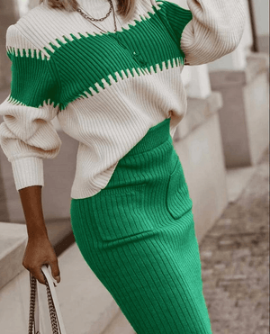 Set Dama cu Fusta si Bluza Tricotat-11