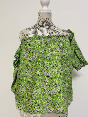 Bluza pe Umeri - model Floral - Verde-3