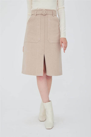 Fusta Midi din Bumbac cu Buzunare-1