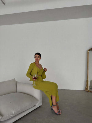 Set Dama - Fusta, Top, Jacheta - Olive-9