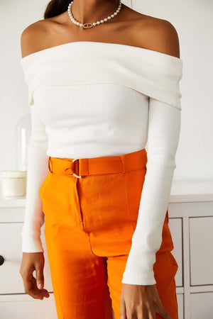 Bluza Alba din Bumbac pe Umeri-2