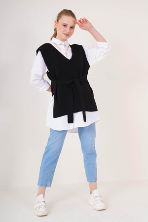 Pulover Dama Negru fara Maneci - SC Fashion Boutique RO SRL