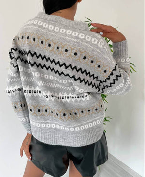 Cardigan din Lana cu Nasturi - Gri, Verde-4