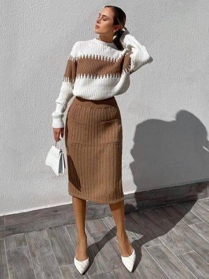 Set Dama cu Fusta si Bluza Tricotat-8