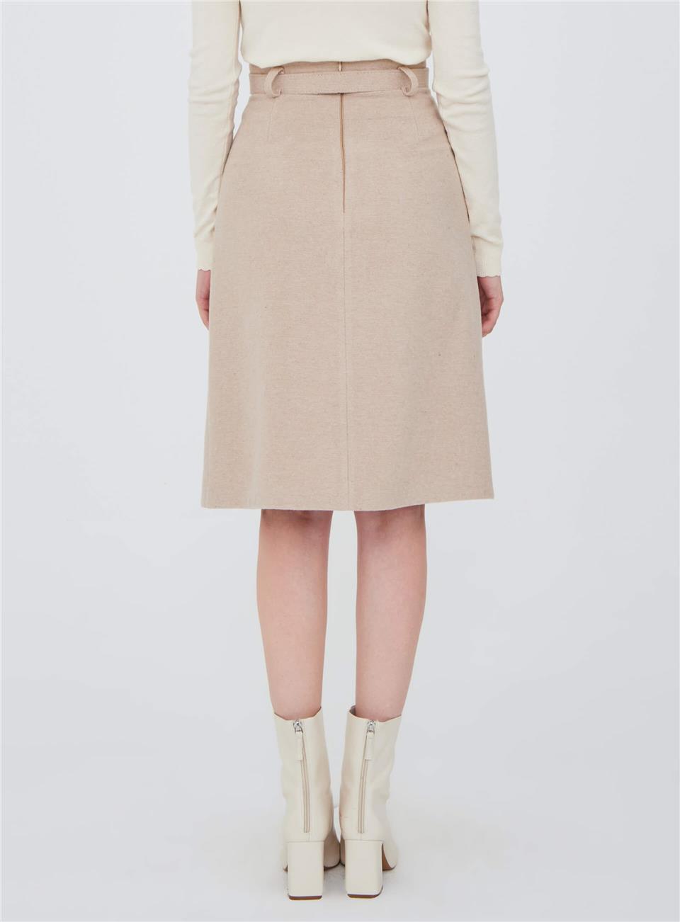 Fusta Midi din Bumbac cu Buzunare-2