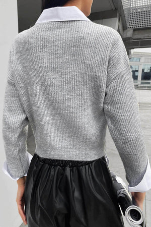 Pulover Dama Gri de talie scurta-3