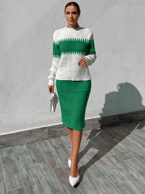 Set Dama cu Fusta si Bluza Tricotat-13