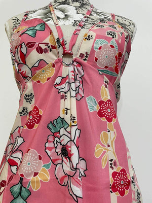 Rochita de vara - Dama - model floral - Roz-4