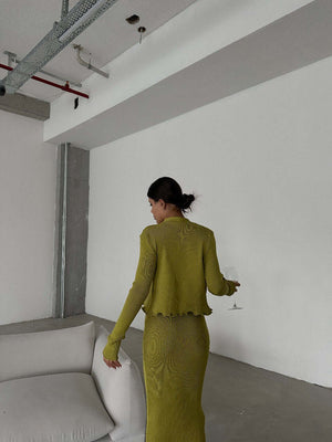 Set Dama - Fusta, Top, Jacheta - Olive-11