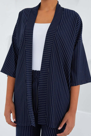 Set Dama - Pantalon & Jacheta - Black & White Stripes-4