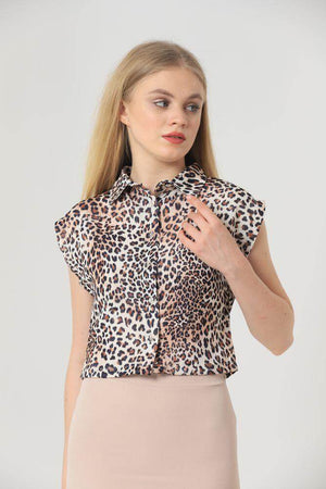 Bluza Dama tip Camasa Scurta Model Animal Print-2