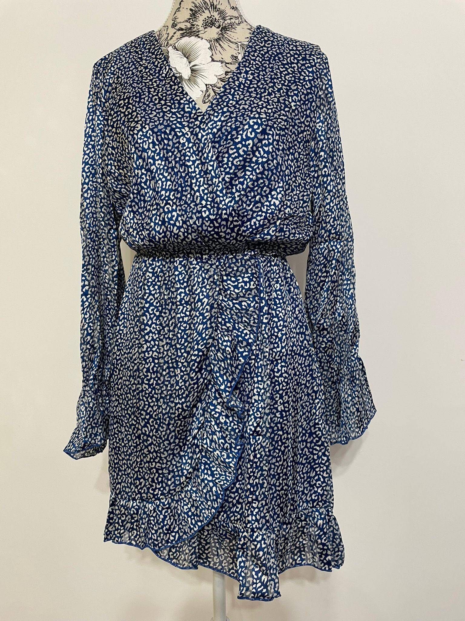 Rochie Mini - Animal Print - Albastra-1