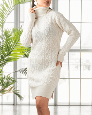 Rochie Crem Midi Tricot-2