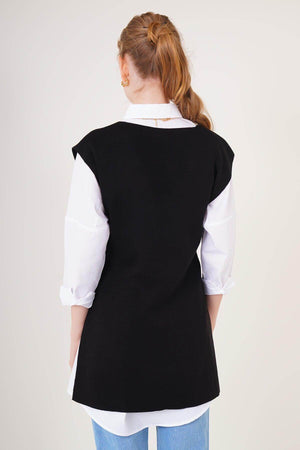 Pulover Dama Negru fara Maneci - SC Fashion Boutique RO SRL