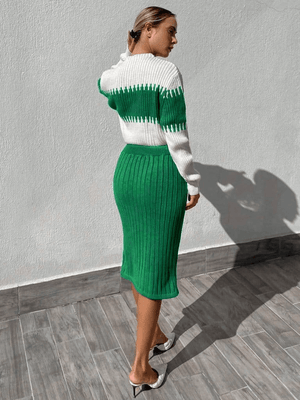 Set Dama cu Fusta si Bluza Tricotat-15