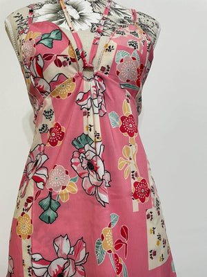 Rochita de vara - Dama - model floral - Roz-3