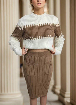 Set Dama cu Fusta si Bluza Tricotat-4