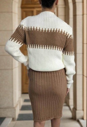 Set Dama cu Fusta si Bluza Tricotat-5