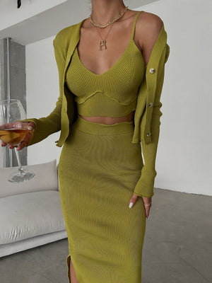 Set Dama - Fusta, Top, Jacheta - Olive-1