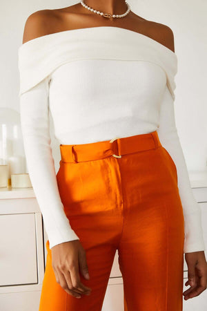 Bluza Alba din Bumbac pe Umeri-1