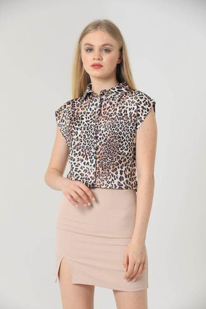 Bluza Dama tip Camasa Scurta Model Animal Print-1