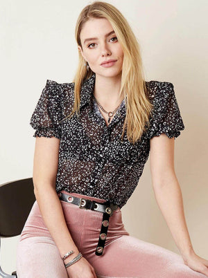 Bluza Dama Office - Semitransparenta - Neagra-1