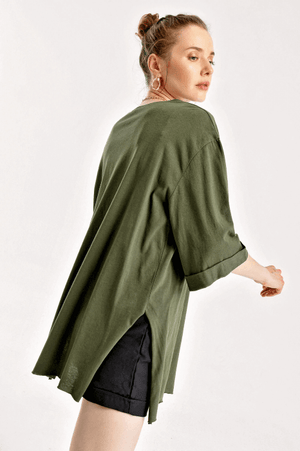 Bluza din Bumbac - Kaki-2