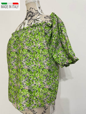 Bluza pe Umeri - model Floral - Verde-2
