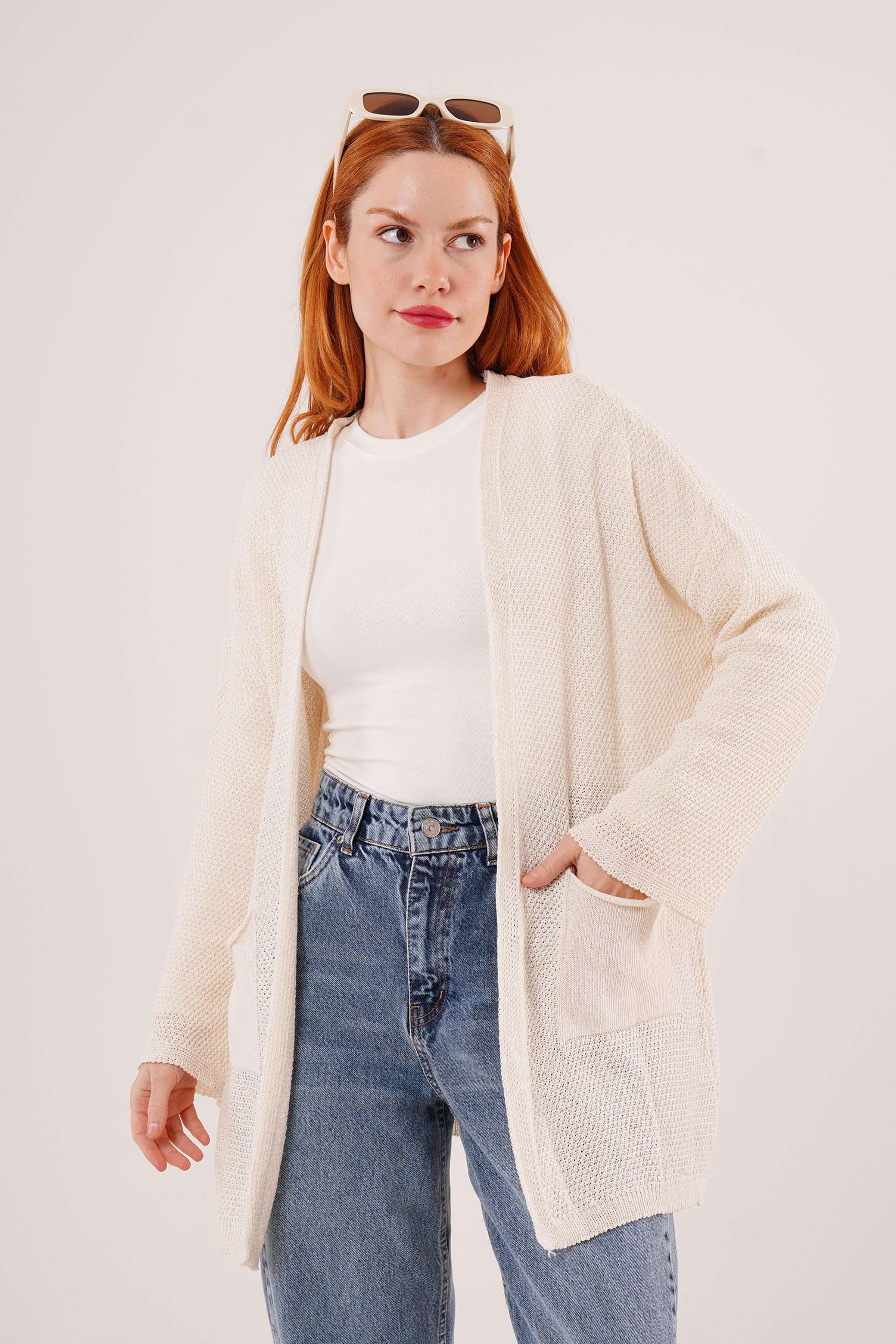 Cardigan-Lung-din-Bumbac-cu-Buzunare