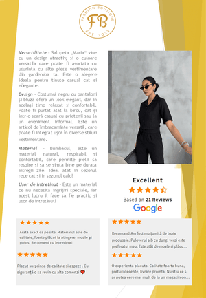 Set Dama din Bumbac (Pantalon & Bluza) - Negru-2