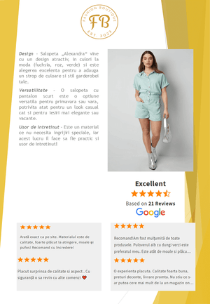 Salopeta "Andreea", cu Pantalon Scurt (Fuchsia, Lavanda, Verde)-2