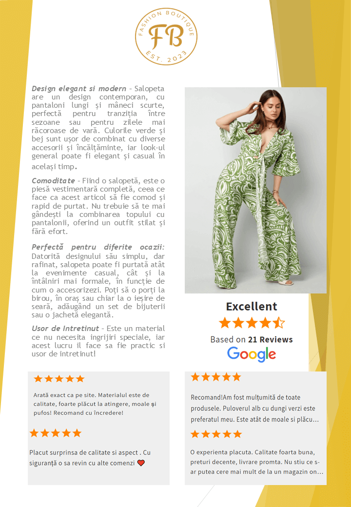 Salopeta "Funky Town" cu pantalon lung si maneci scurte (Verde, Bej)-2