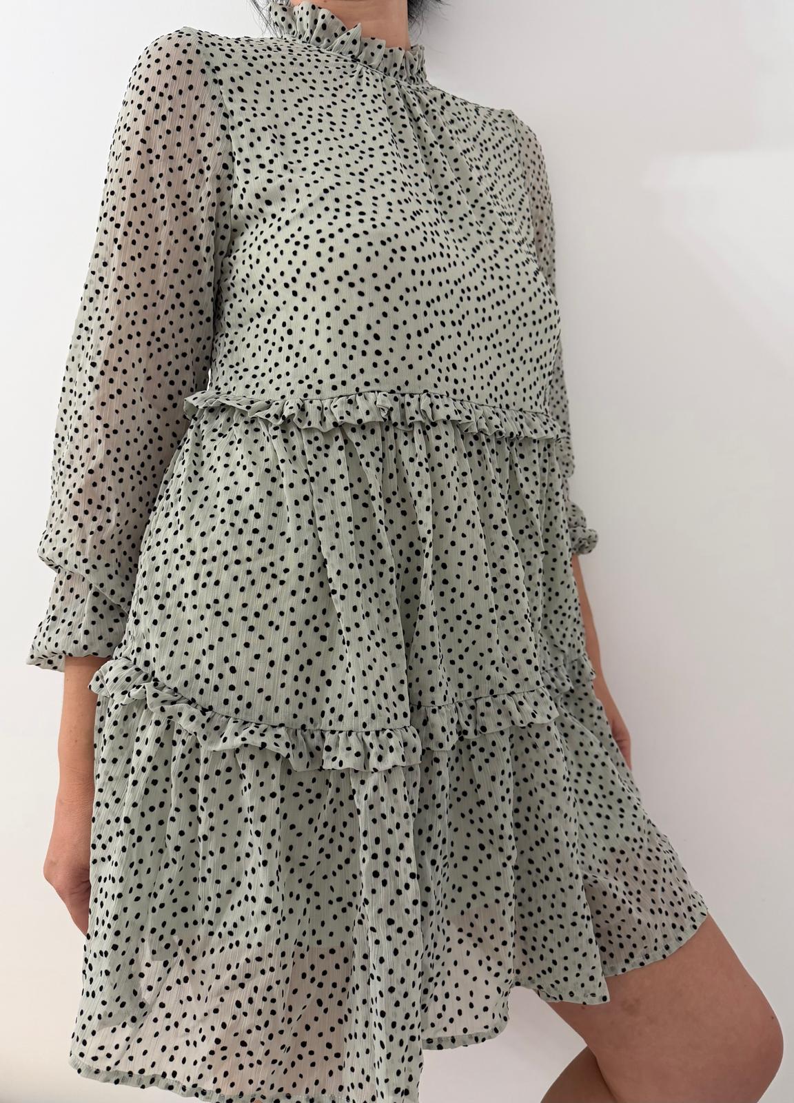 Rochie Mini cu Volane - Roz, Liliac, Verde-00