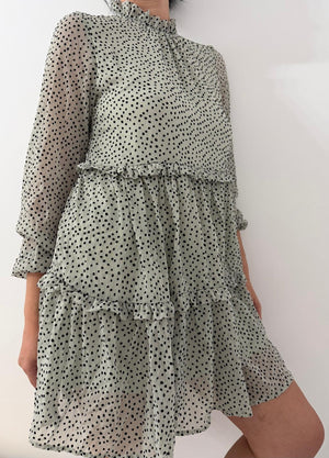 Rochie Mini cu Volane - Roz, Liliac, Verde-00