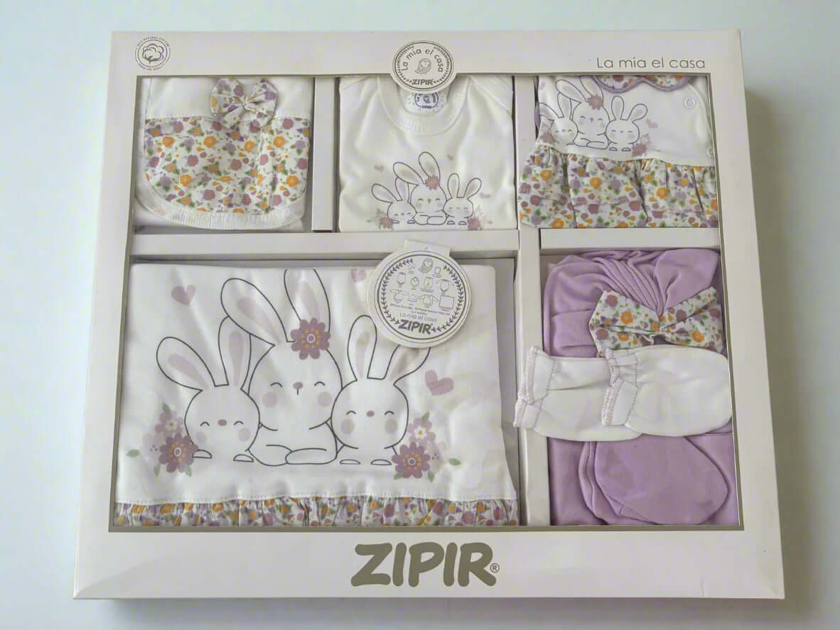 Set 10 piese nou nascuti Fetite - Floricele si Iepurasi