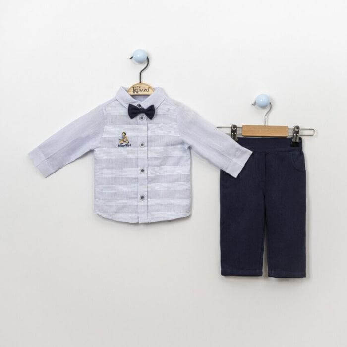 Costumas bebe din Bumbac, cu papion-1