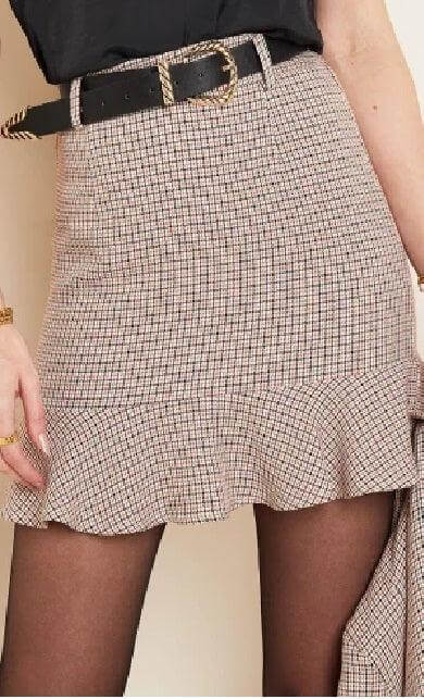 Fusta Mini Evazata Galben-Negru-1