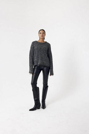 Pulover Tricot Negru cu Gri-2