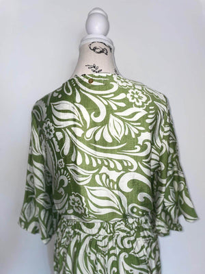 Salopeta "Funky Town" cu pantalon lung si maneci scurte (Verde, Bej)-6