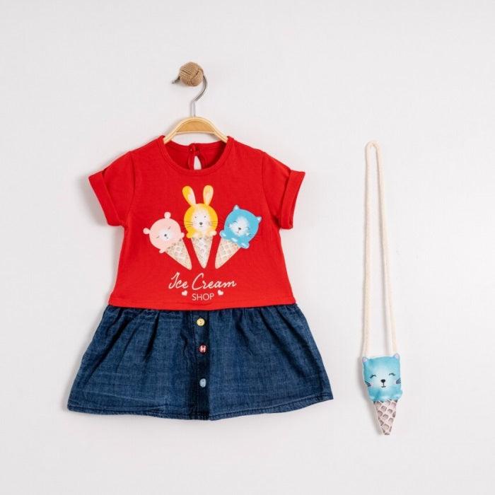 Rochita Fetite cu Posetuta in forma de Cornet de Inghetata (Roz & Rosu)-2