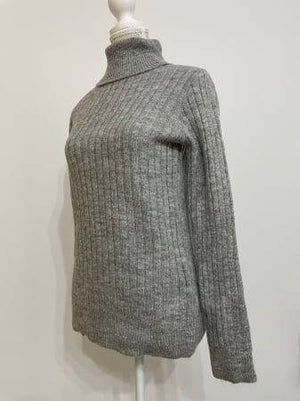 Pulover din Tricot, pe Gat, cu maneci lungi, Gri-1