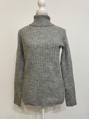 Pulover din Tricot, pe Gat, cu maneci lungi, Gri-2