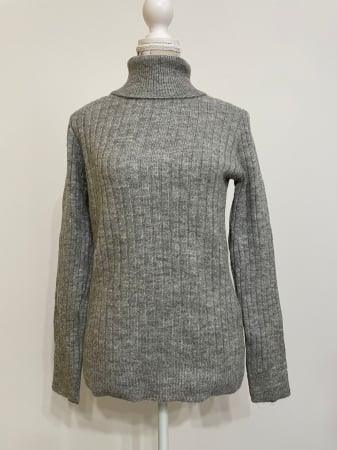 Pulover din Tricot, pe Gat, cu maneci lungi, Gri-2