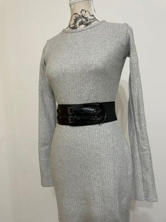 Rochie Midi din Bumbac - Gri-1
