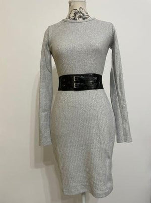 Rochie Midi din Bumbac - Gri-2