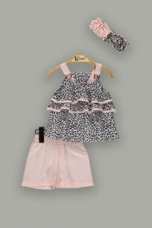 Set Fetite din 3 Piese (Pantalon, Bluza, Bentita) - model Animal Print-1